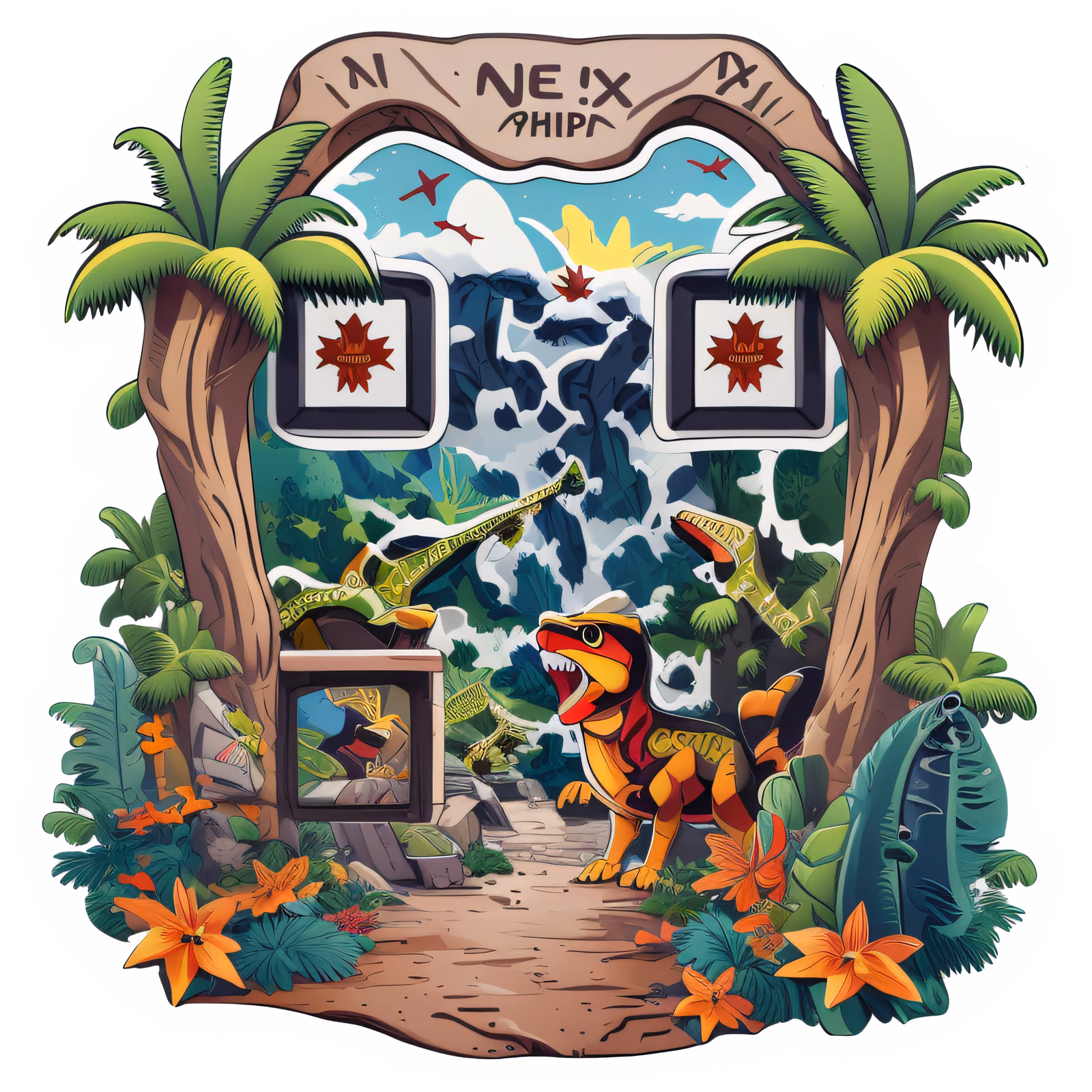 Jungle Dinosaur Gateway Vector QR Code for Stickers — image 1