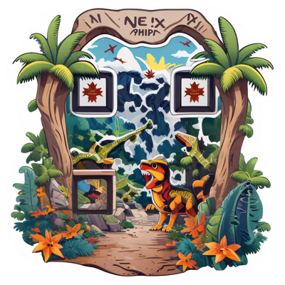 Jungle Dinosaur Gateway Vector QR Code for Stickers — image 1