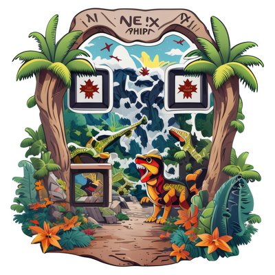 Jungle Dinosaur Gateway Vector QR Code for Stickers