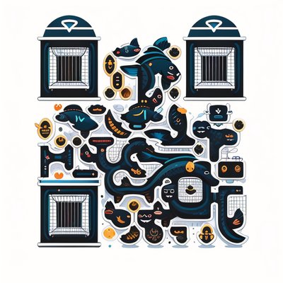 Pet Shop Fish Icons Vector QR Code for Stickers