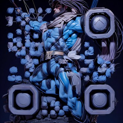 Blue Archer Hero 3D Comic QR Code for Posters