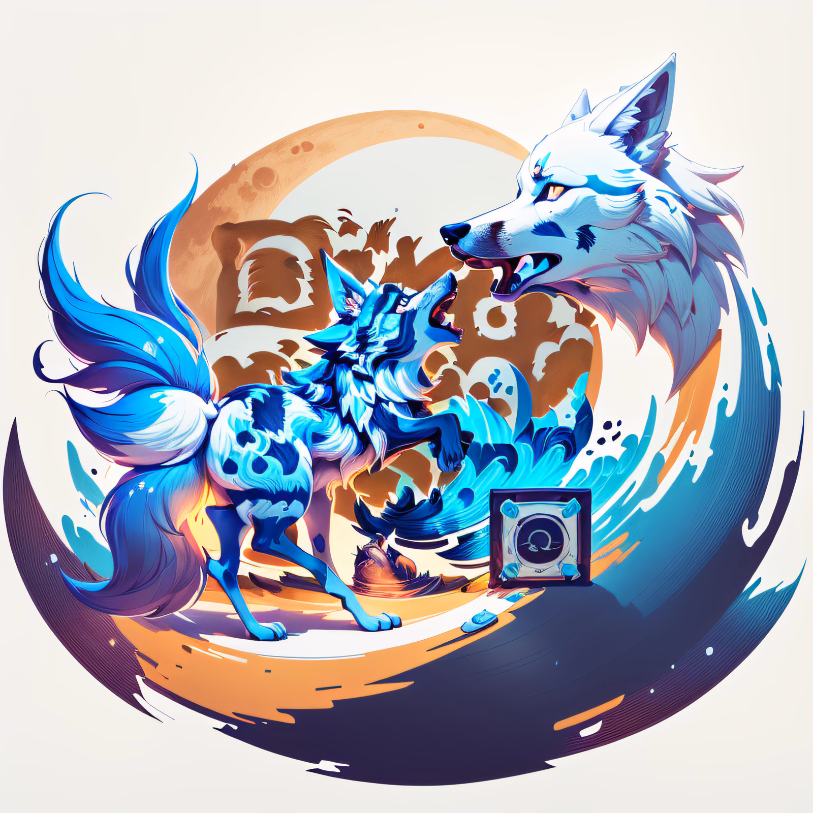 Howling Wolf Moon Game Art QR Code for Apparel — image 1