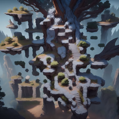 Floating Island Tree Game Art Game World QR Code for Posters — image 1