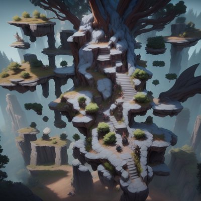 Floating Island Tree Game Art Game World QR Code for Posters