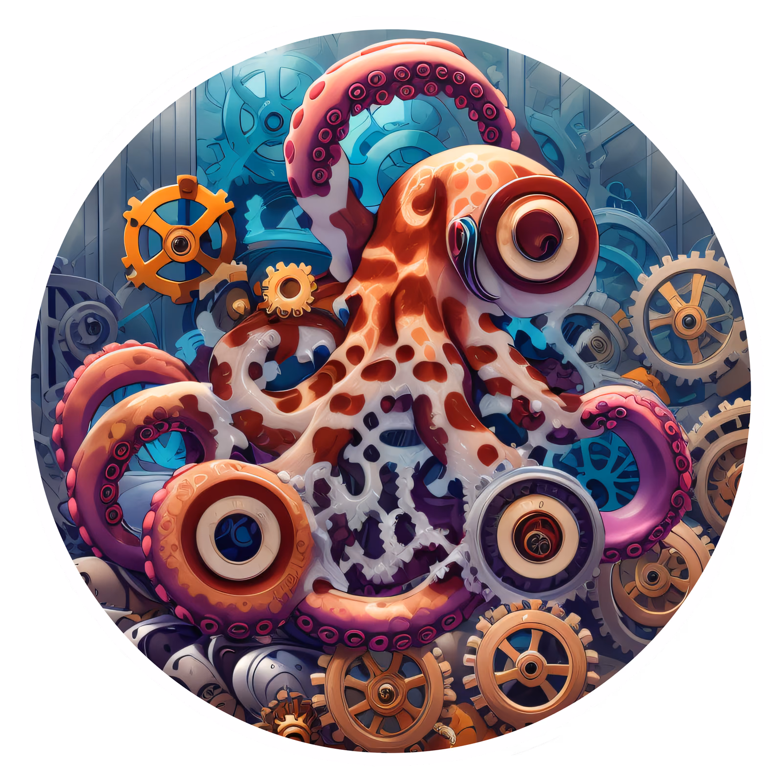 Mechanical Octopus Steampunk QR Code for Stickers — image 1