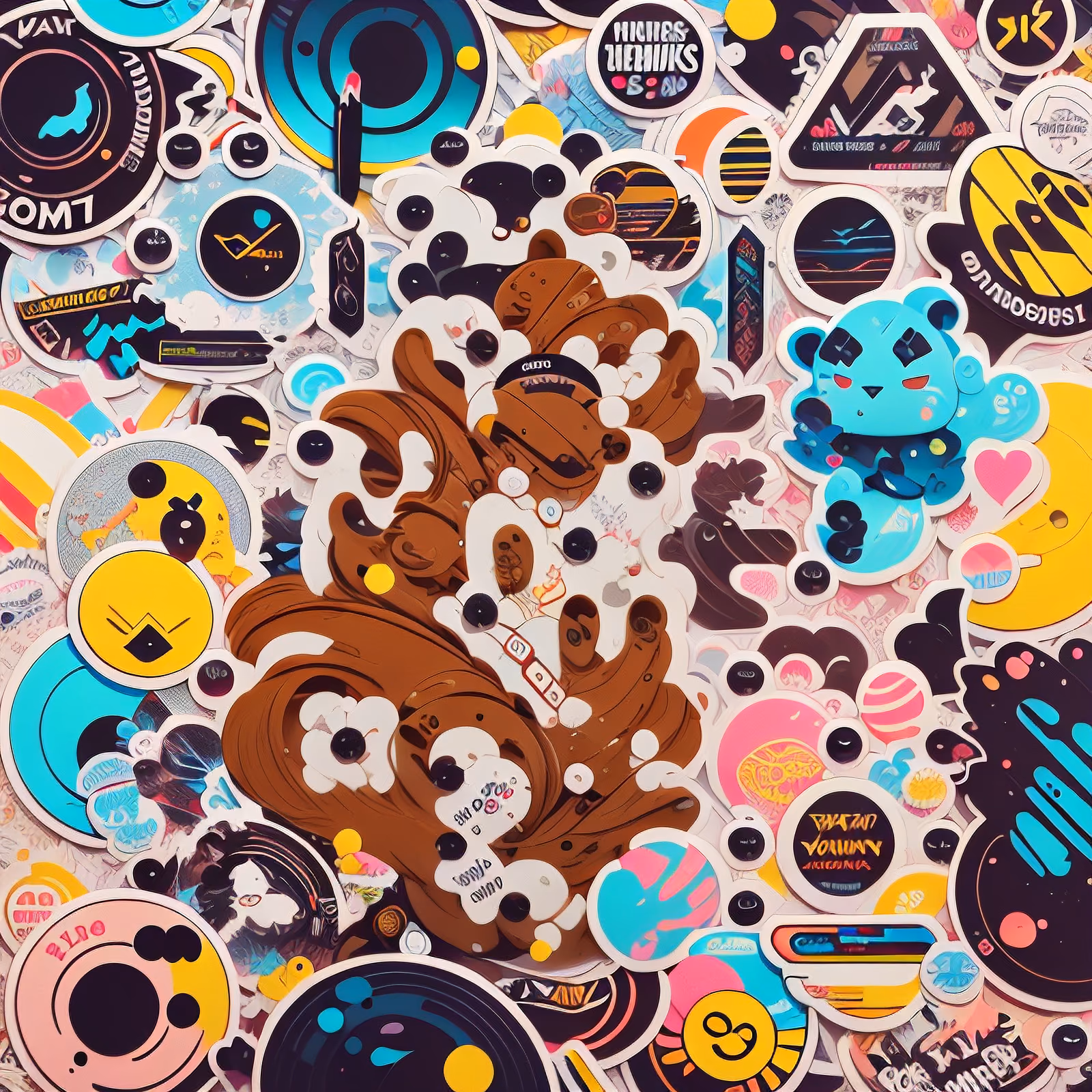 Sticker Bomb Collage Cartoon Character QR Code for Stickers — image 1