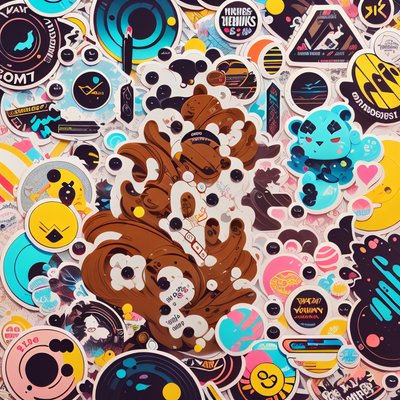 Sticker Bomb Collage Cartoon Character QR Code for Stickers