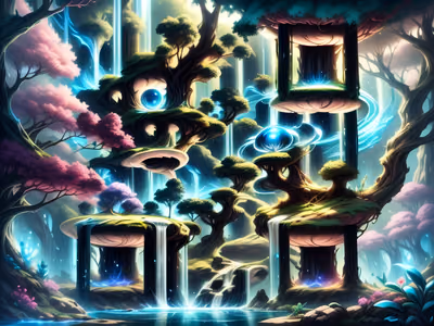 Enchanted Forest Waterfall Fantasy QR Code for Posters — image 1