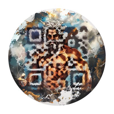 Zeus Thunder God Digital Painting QR Code for Stickers
