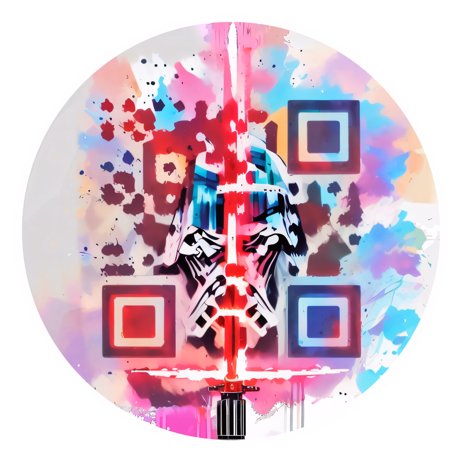 Red Lightsaber Splatter QR Code for Stickers — image 1