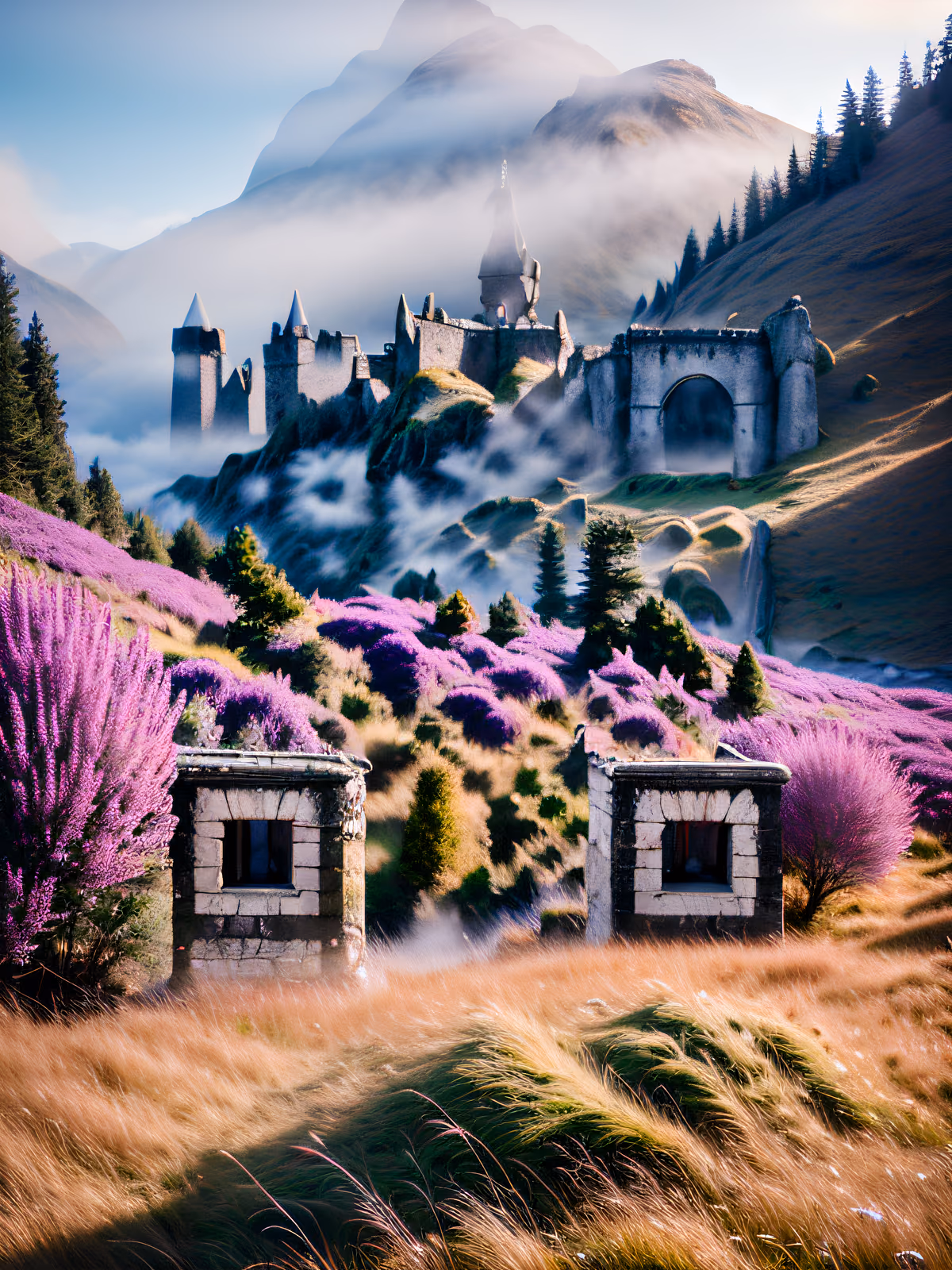 Misty Highland Castle Photorealistic QR Code Art — image 1