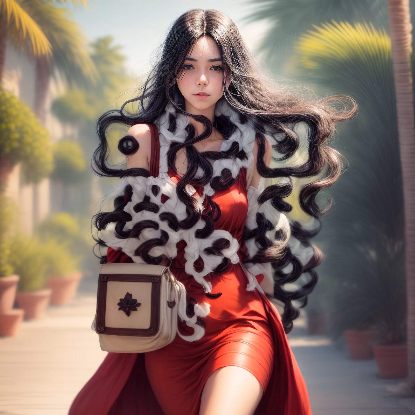 Женщина в красном платье: живописный QR-код для постеров — изображение 1