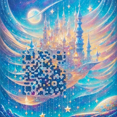 Floating Castle Fantasy QR Code Art