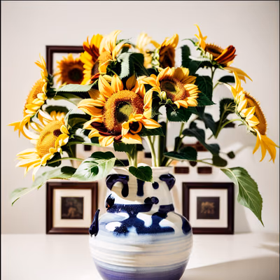Sunflower Bouquet Vase Photo QR Code Art — image 1