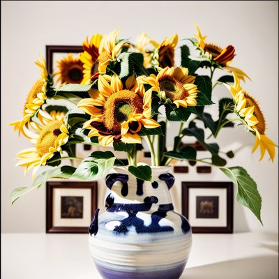 Sunflower Bouquet Vase Photo QR Code Art