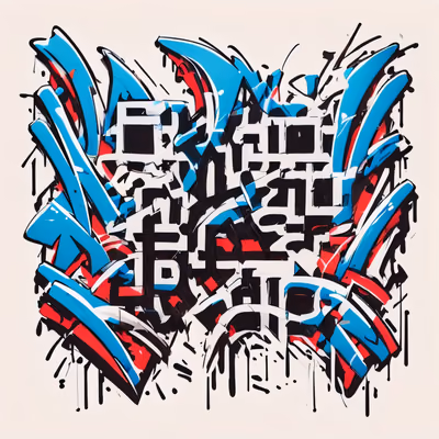 Blue Red Graffiti Lettering QR Code for Stickers — image 1