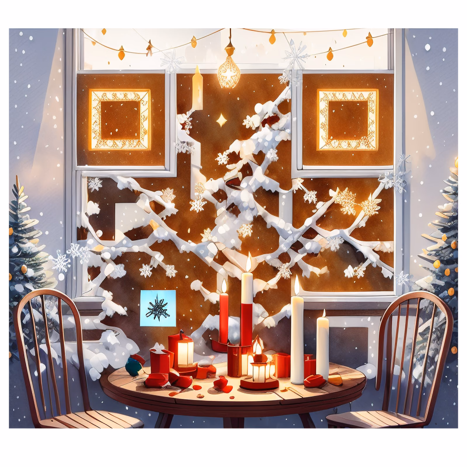 Christmas Candles Winter Window QR Code for Greeting Cards — image 1