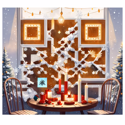 Christmas Candles Winter Window QR Code for Greeting Cards — image 1