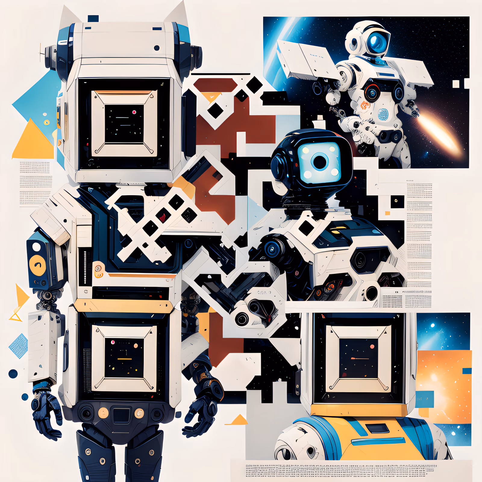 Retro Robot Space Collage QR Code Art — image 1