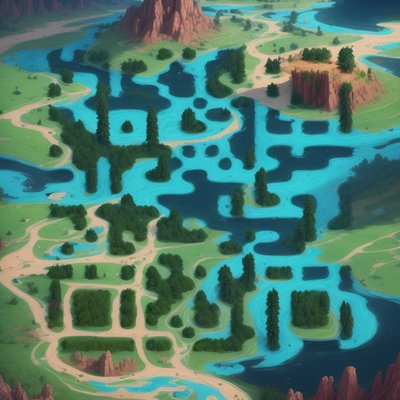River Forest Game Map Concept QR Code Art