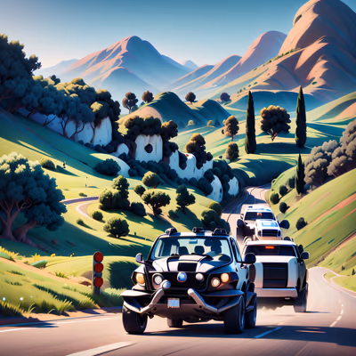 Black SUV Country Road Painting QR Code for Posters — image 1