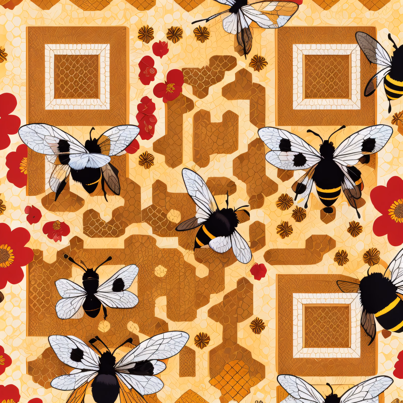 Bees and Honeycomb Pattern QR Code for Packaging — image 1