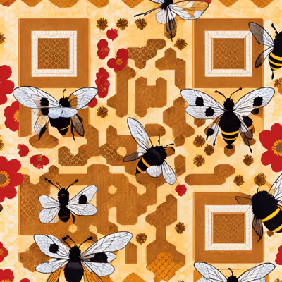 Bees and Honeycomb Pattern QR Code for Packaging — image 1