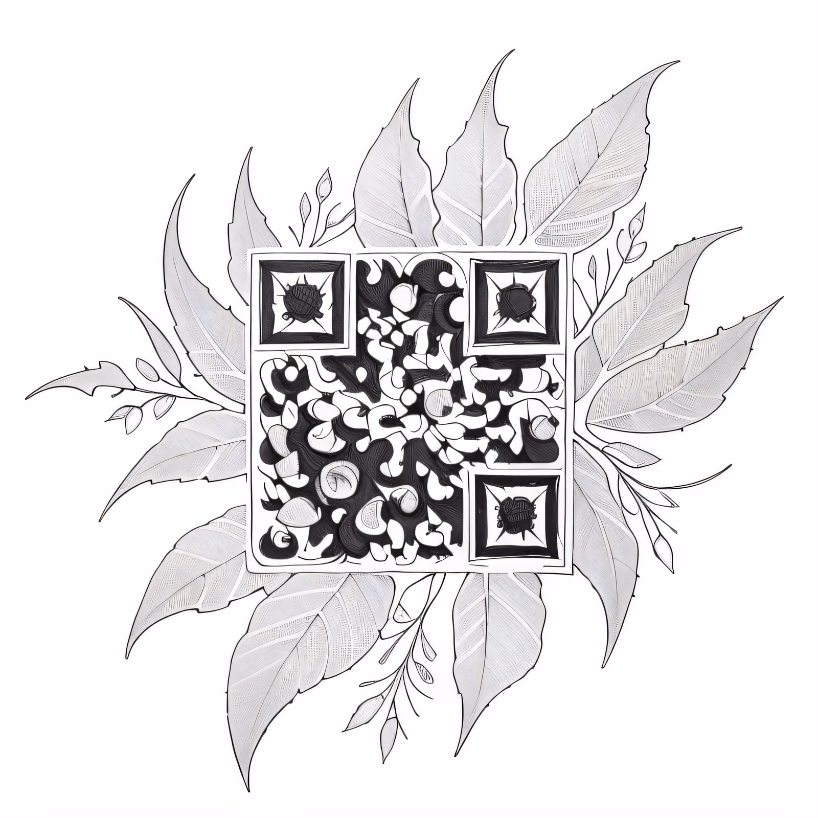 Acorn and Oak Leaf Ink QR Code for Temporary Tattoos — image 1