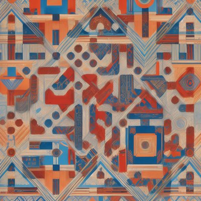 Geometric Red Blue Pattern QR Code Art
