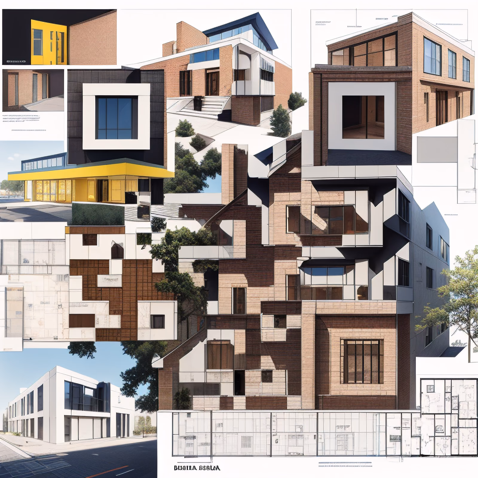 Brick Facade Architecture Collage QR Code for Brochures — image 1