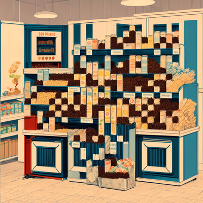 Retro Grocery Shelf Illustration QR Code for Posters — image 1