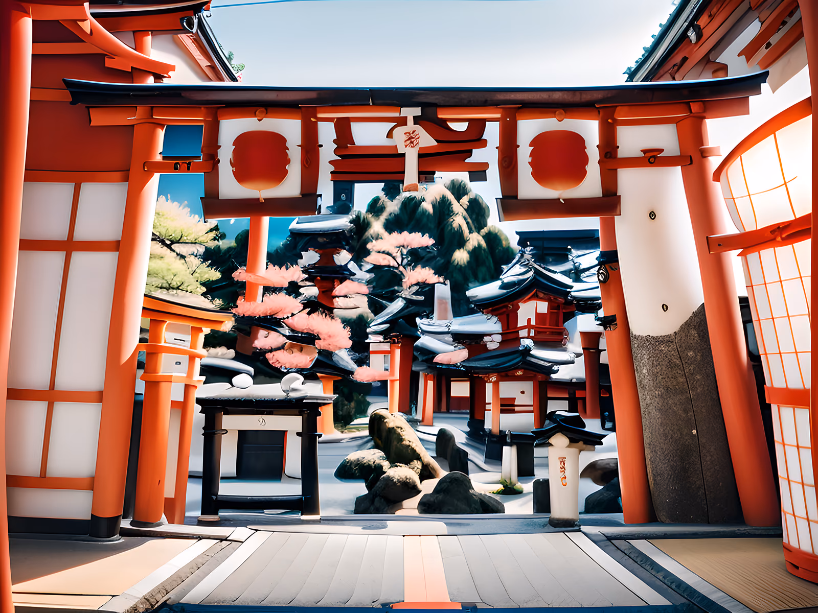 Japanese Shrine Torii Gates QR Code Art — image 1