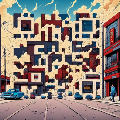 Comic City Street Graphic Novel QR Code for Posters