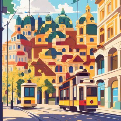 Vienna Yellow Tram Vector QR Code for Posters