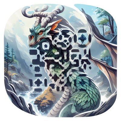 Green Dragon Mountain Vector QR Code for Stickers