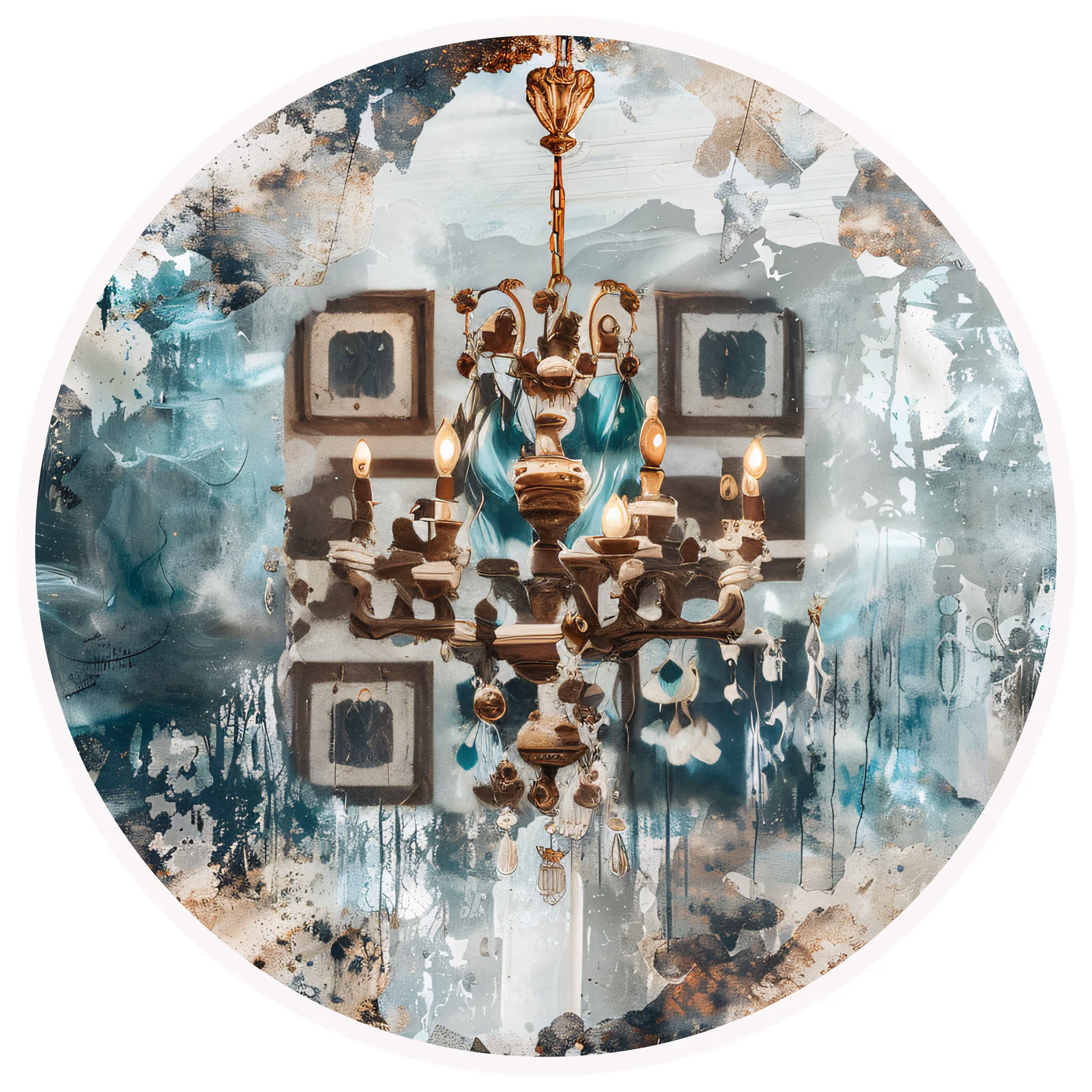 Victorian Chandelier Mixed Media QR Code for Stickers — image 1