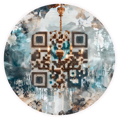 Victorian Chandelier Mixed Media QR Code for Stickers — image 1