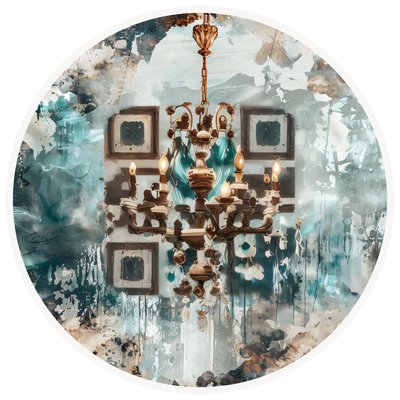 维多利亚吊灯混合媒介二维码艺术,适用于贴纸