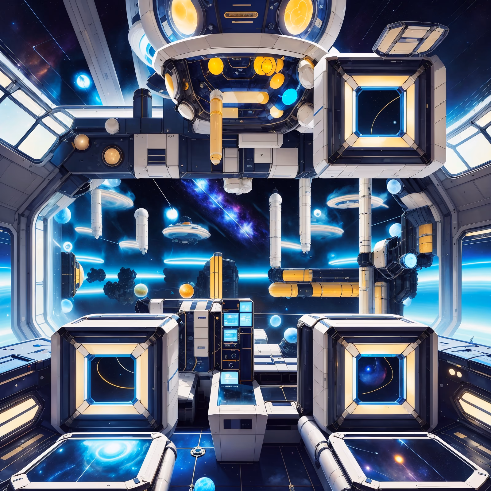 Space Station Observation Deck Retrofuturism QR Code for Posters — image 1