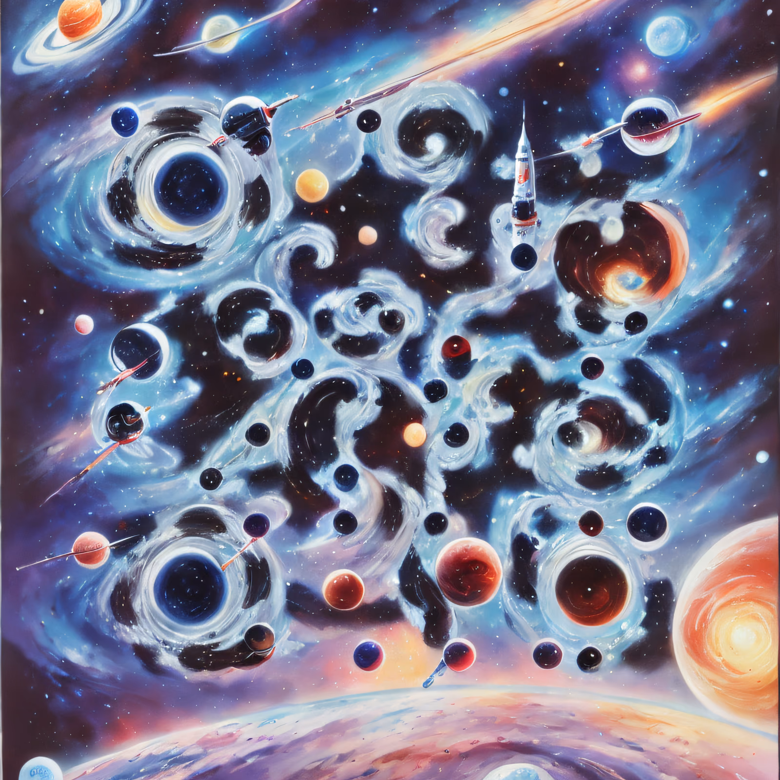 Cosmic Planets Space Painting QR Code for Posters — image 1