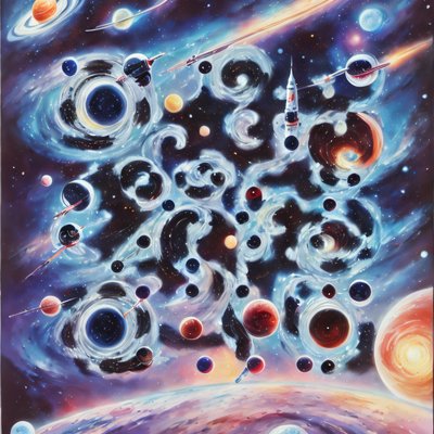 Cosmic Planets Space Painting QR Code for Posters