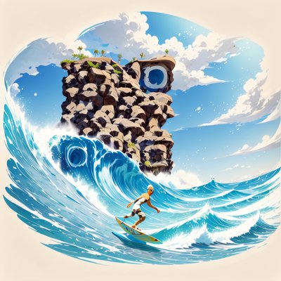 Surfer on Ocean Wave Anime QR Code for Posters