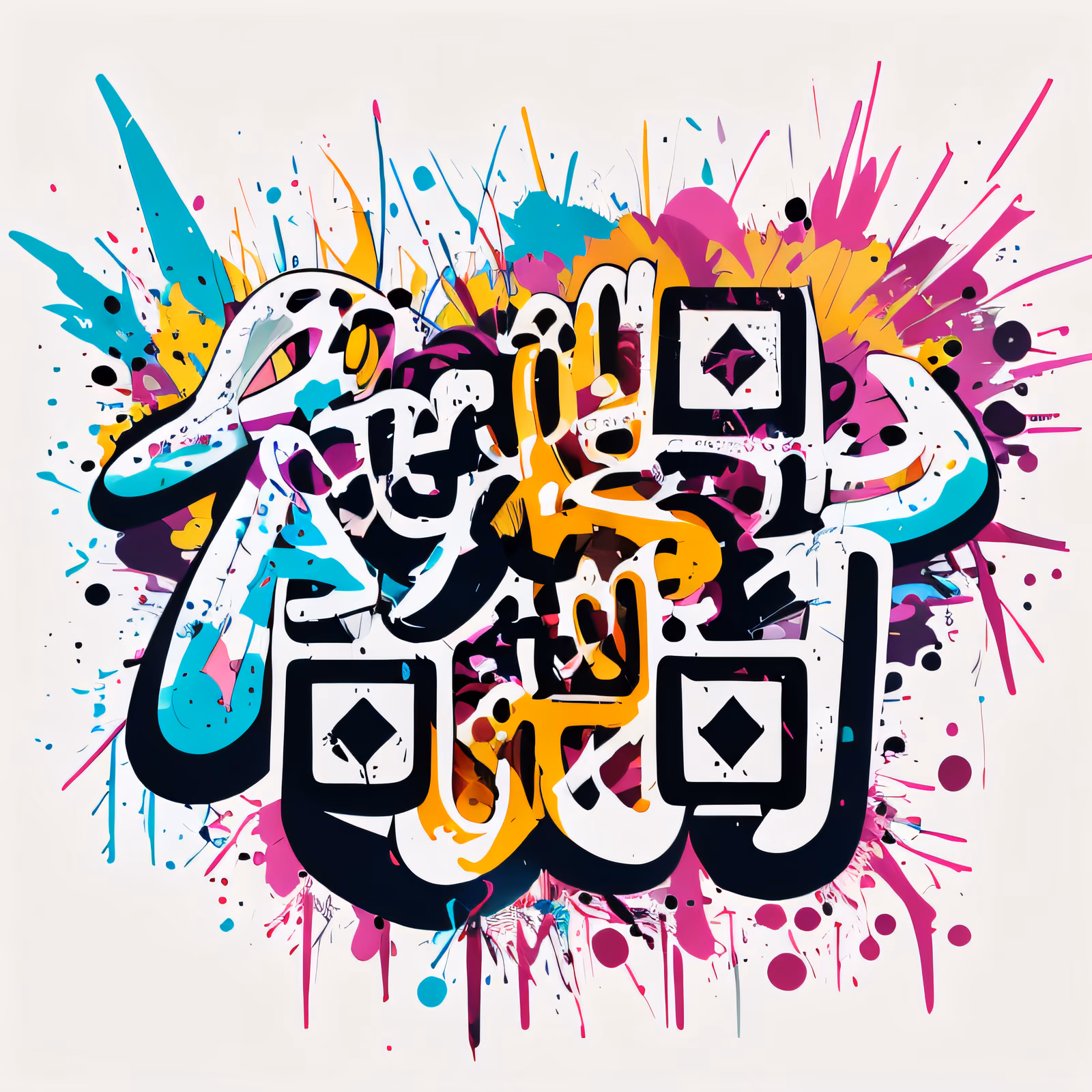 Graffiti Lettering Paint Splatter QR Code for Apparel — image 1