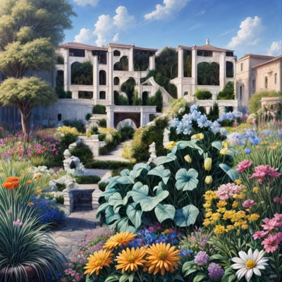 Villa Flower Garden Digital Painting QR Code Art — image 1
