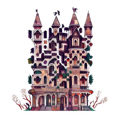 Victorian Mansion Vector QR Code for Stickers