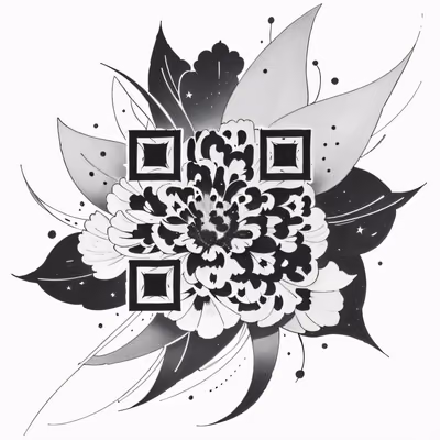 QR-код с цветком космеи и звёздами для временных тату — изображение 1