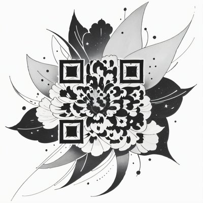 Starry Cosmos Flower Tattoo QR Code for Temporary Tattoos