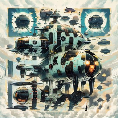 Giant Sky Airship Sci-Fi QR Code for Posters