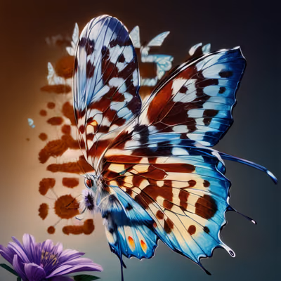 蓝色蝴蝶绘画风二维码艺术 — 图片 1