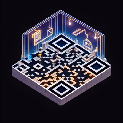 Изометрический диорамный салон барбера: QR-код для визиток — изображение 1